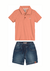 Conjunto Infantil Masculino Camisa Polo E Bermuda Jeans Carinhoso - Laranja - comprar online