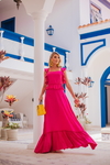 Vestido Longo Cris Babado pink