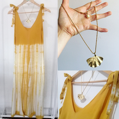 Set Vestido Natsu, teñida con tintes naturales + Collar Ginkgo happa by Honoka - comprar online