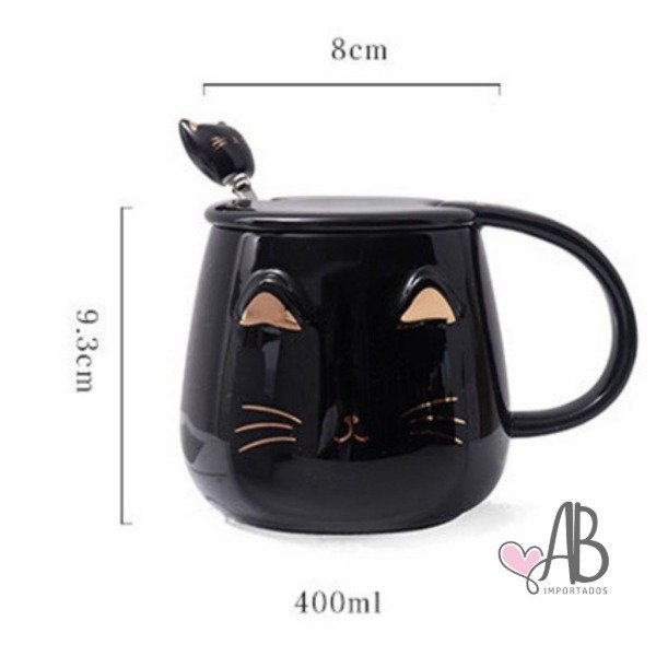 TAZA CON TAPA GATITO CUTE KAWAII - AB importados