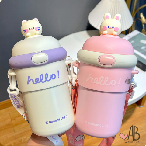 BOTELLA TERMICA HELLO PASTEL KAWAII