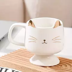 TAZA GATITO GOLD CUTE CON PIE - Ab importados