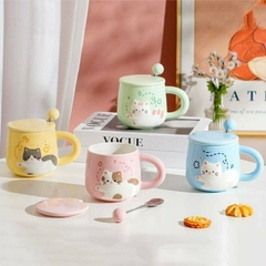 TAZA CON TAPA GATITO BALL PASTEL - comprar online