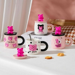 TAZA CON TAPA BIG TEDDY PINK - comprar online