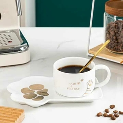 TAZA CON PLATO HUELLA GATITO en internet