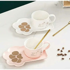 TAZA CON PLATO HUELLA GATITO - comprar online