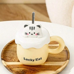 TAZA CON TAPA BIG LUCKY CAT PASTEL - comprar online