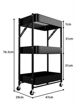 Organizador de hierro 3 estantes Blanco y negro 47x29x76,5 cm - tienda online