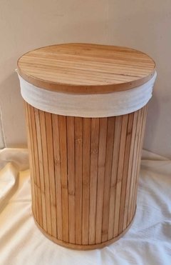 Cesto de madera de bamboo forrado Mediano - comprar online