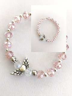Pulsera ángeles cristales rosa Arcangel Chamuel (Amor) - comprar online