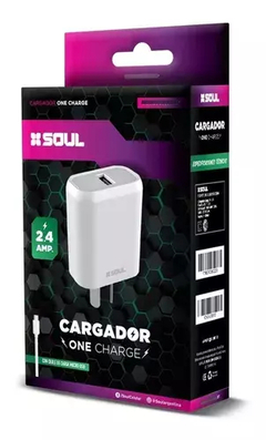 Cargador Soul One Charge 2.4a Con Cable Tipo MICRO USB - comprar online