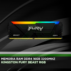 MEMORIA RAM KINGSTON FURY BEAST RGB DDR4 16GB 3200MHZ