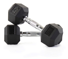 DUMBBELLS MANCUERNA HEXAGONAL CAUCHO 5 KG