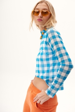 POLERA CHECKER - TURQUESA - comprar online