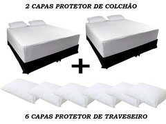 Kit 2 Capas Protetora De Colchão Queen + 6 Capas Travesseiro
