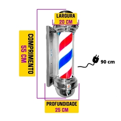 Barber Pole Poste de Barbeiro Sem Globo Gira e Acende 55cm Megan - Sanremo Magazine