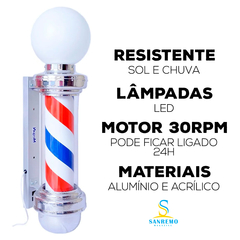Barber Pole Poste de Barbeiro Com Globo Gira e Acende 75cm Megan - comprar online