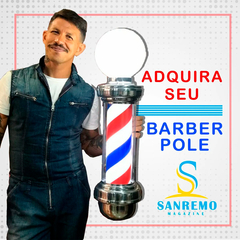 Barber Pole Poste de Barbeiro Com Globo Gira e Acende Preto/Branco 75cm Megan - loja online