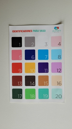 Identificador para vasos colores/números