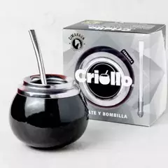 Mate Criollo Negro Interior acero