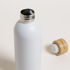 Botella de acero termica con tapa de bambu para regalo promocional. Botella Helsinki