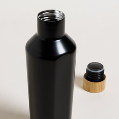 Botella de acero tokio con detalle en bambu
