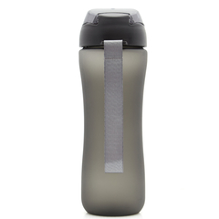 botella deportiva plástica sport bottle con logo. Botella plastica gris con logo