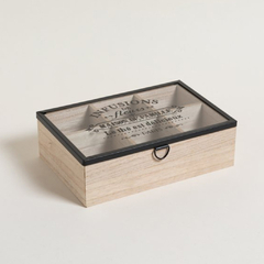 caja de te para regalo de madera con vidrio