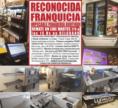 RECONOCIDA FRANQUICIA - IMPECABLE PANADERIA BOUTIQUE - REMATE GASTRONÓMICO EL MARTES 7/9/21