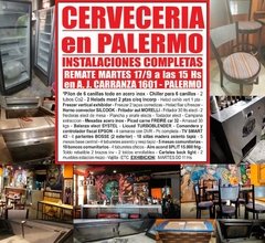 CERVECERIA en PALERMO - REMATE GASTRONOMICO EL MARTES 17/9/2019