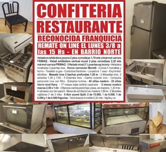 CONFITERIA RESTAURANTE en BARRIO NORTE - REMATE GASTRONÓMICO EL LUNES 3/8/2020