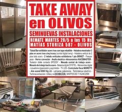 TAKE AWAY EN OLIVOS - REMATE GASTRONOMICO EL MARTES 28/5 a las 15 Hs