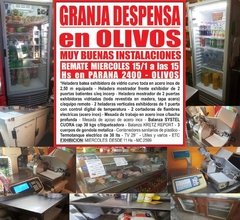 GRANJA & DESPENSA en OLIVOS - REMATE GASTRONOMICO EL MIERCOLES 15/1/2020