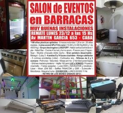 SALON de EVENTOS en BARRACAS - REMATE GASTRONOMICO EL LUNES 23/12/2019