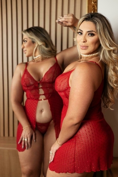 CAMISOLA RENDA E TULE TRABALHADO PLUS SIZE Ref.: 412232