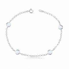 Pulseira com 4 Zircônias Brancas em Prata 925