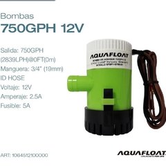 Bomba De Achique Aquafloat 750 Gph 12v Nautica Sumergible - comprar online