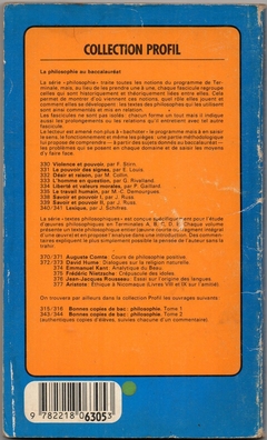 Emmanuel Kant: Analytique Du Beau - Profil Formation Philosophie 374 (Usado, 1983) na internet