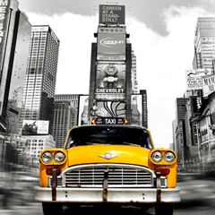 JULIAN LAUREN - Vintage Taxi in Times Square, NYC (detail) - 1AP3987