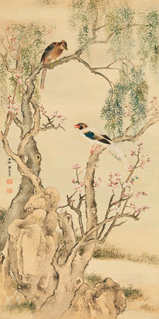 Birds on flowered branches - 2AA2243