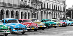 Cars parked in line, Havana, Cuba - 2AP3238