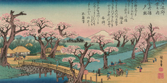 ANDO HIROSHIGE - Evening Glow at Koganei Bridge, 1838 (detail) - 2HI596