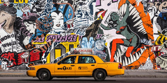 MICHEL SETBOUN - Taxi and mural painting in Soho, NYC - 2MS3273