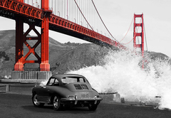 Porsche bajo el Golden Gate Bridge, San Francisco (BN) - 3AP3756