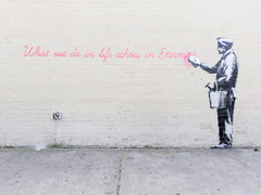 68th Str/38th Avenue, Queens, Nueva York (graffiti atribuido a Banksy) - 3BY2009