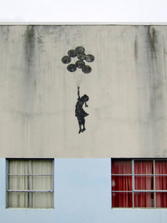 Building in Bristol (graffiti attributed to Banksy) - 3BY2572