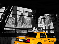 Taxi on the Queensboro Bridge, NYC - 3MS3286