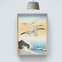 OHARA KOSON - Five seagulls above turbulent sea - 3JP5685 - comprar online