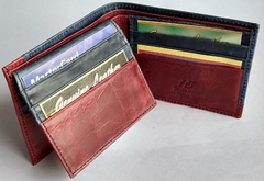 Billetera en Cuero Color Azul/Rojo - comprar online