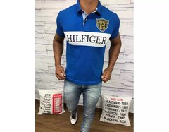 Polo Tommy Hilfiger - Azul Bic com brasão amarelo ...